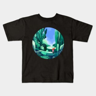 Cactus Garden_NaturalGreen_RoundVersion Kids T-Shirt